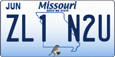 MO license plate ZL1N2U