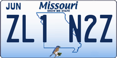 MO license plate ZL1N2Z