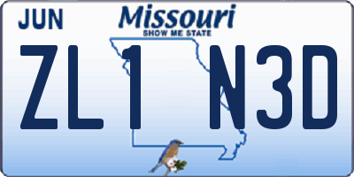 MO license plate ZL1N3D