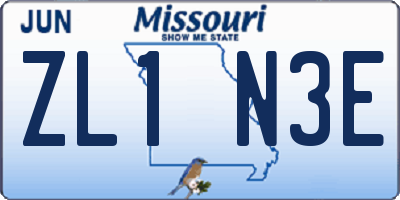 MO license plate ZL1N3E