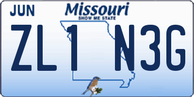 MO license plate ZL1N3G