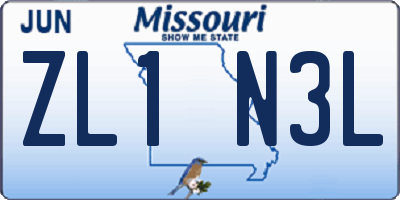 MO license plate ZL1N3L