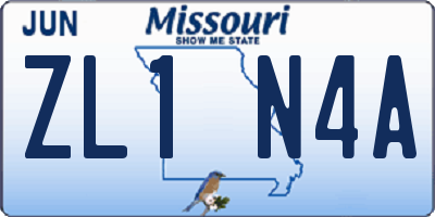 MO license plate ZL1N4A