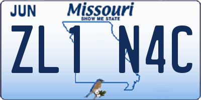 MO license plate ZL1N4C