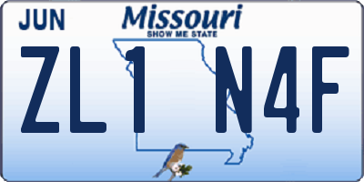 MO license plate ZL1N4F