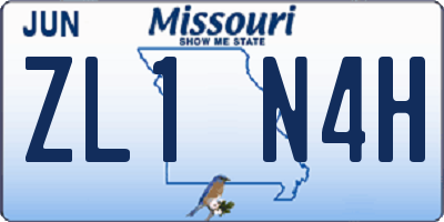 MO license plate ZL1N4H