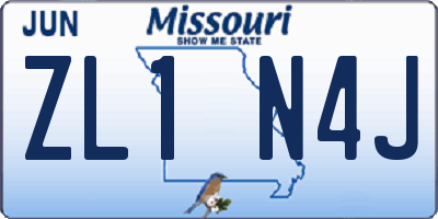 MO license plate ZL1N4J