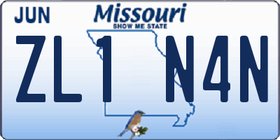 MO license plate ZL1N4N