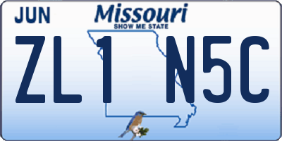 MO license plate ZL1N5C