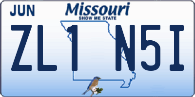 MO license plate ZL1N5I