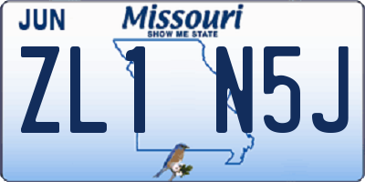 MO license plate ZL1N5J