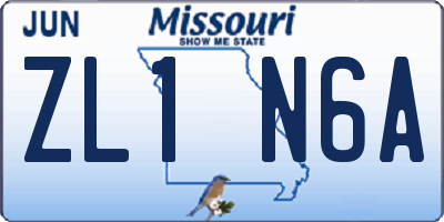 MO license plate ZL1N6A