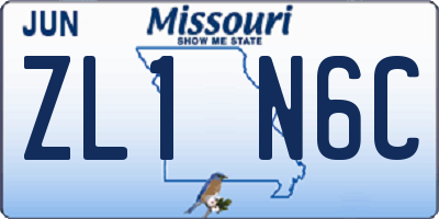 MO license plate ZL1N6C