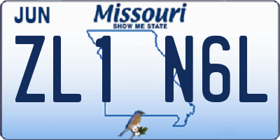 MO license plate ZL1N6L