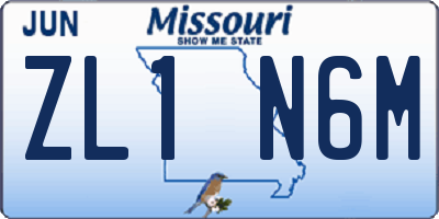 MO license plate ZL1N6M