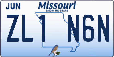 MO license plate ZL1N6N