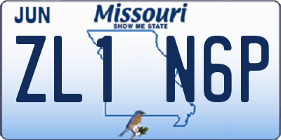 MO license plate ZL1N6P