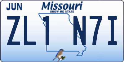 MO license plate ZL1N7I