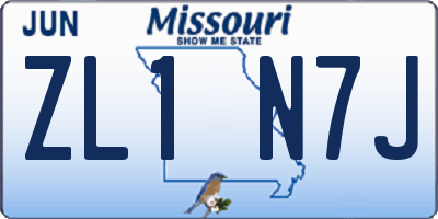 MO license plate ZL1N7J