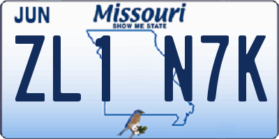 MO license plate ZL1N7K