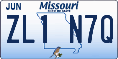 MO license plate ZL1N7Q
