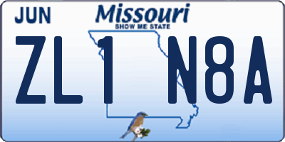 MO license plate ZL1N8A