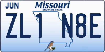 MO license plate ZL1N8E
