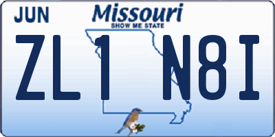 MO license plate ZL1N8I