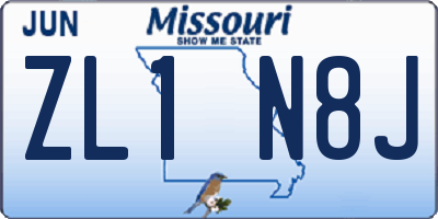 MO license plate ZL1N8J