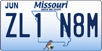 MO license plate ZL1N8M