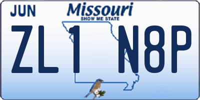 MO license plate ZL1N8P