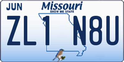 MO license plate ZL1N8U