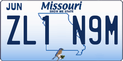 MO license plate ZL1N9M