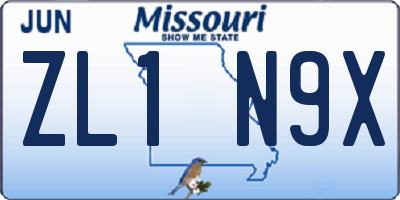 MO license plate ZL1N9X