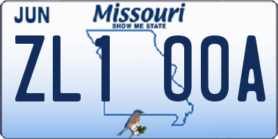 MO license plate ZL1O0A