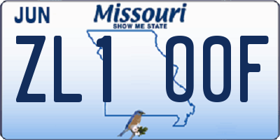 MO license plate ZL1O0F