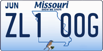 MO license plate ZL1O0G