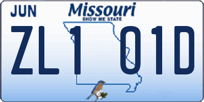 MO license plate ZL1O1D