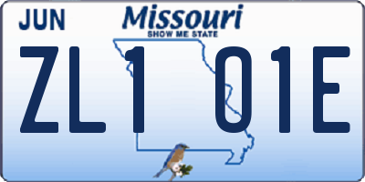 MO license plate ZL1O1E