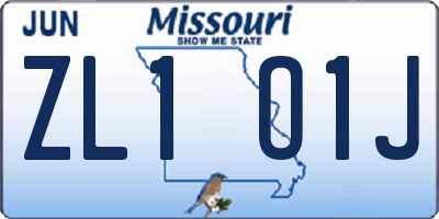 MO license plate ZL1O1J