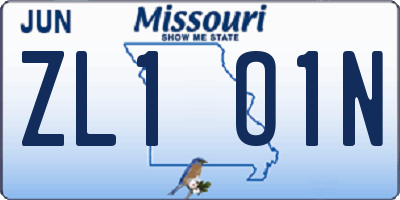 MO license plate ZL1O1N