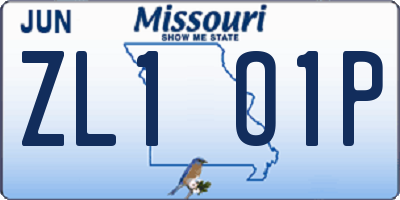 MO license plate ZL1O1P