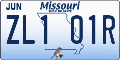 MO license plate ZL1O1R