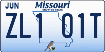 MO license plate ZL1O1T