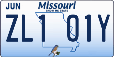 MO license plate ZL1O1Y