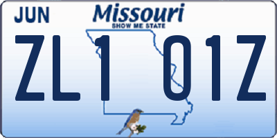 MO license plate ZL1O1Z