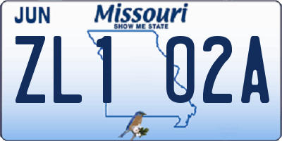 MO license plate ZL1O2A