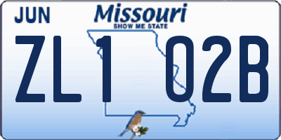 MO license plate ZL1O2B