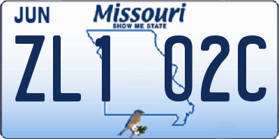 MO license plate ZL1O2C