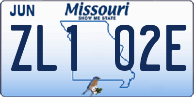 MO license plate ZL1O2E